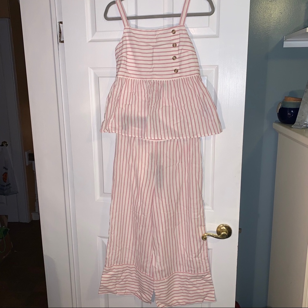 Very Moda Two Piece Striped Peplum Tank & Culottes